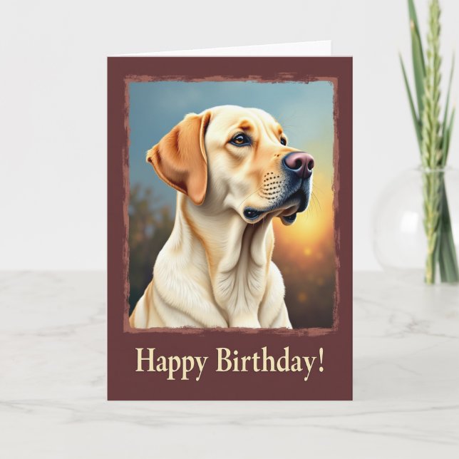 Tarjeta de cumpleaños del perro dorado alegre (Anverso)
