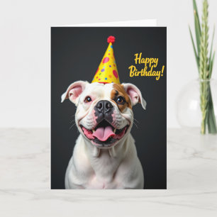 Tarjeta de cumpleaños del perro manchado alegre