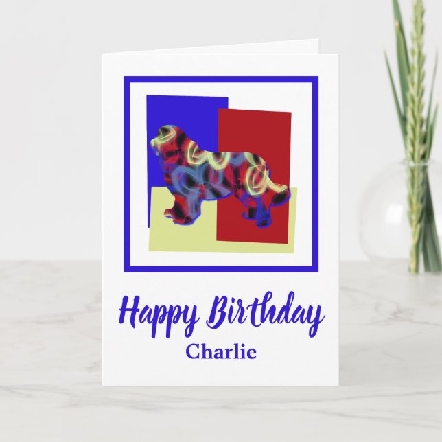 Tarjeta de cumpleaños del perro rojo azul de Terra (Anverso)