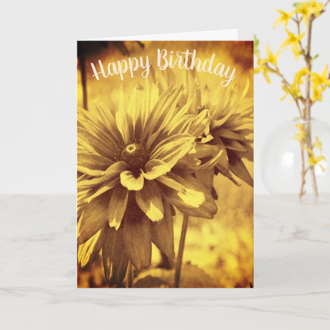 Tarjeta de cumpleaños del Personalizable floral An (flor amarilla)