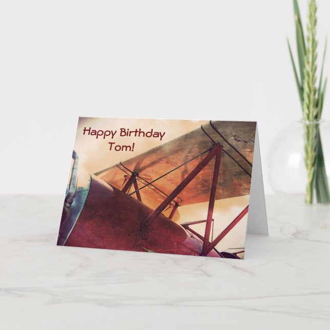 Tarjeta de cumpleaños del Personalizado del ala ro (Anverso)