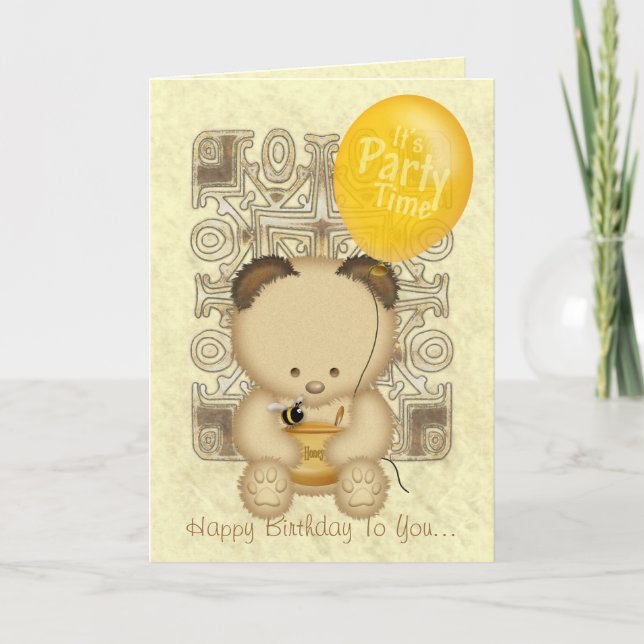 Tarjeta de cumpleaños del Personalizado del oso de (Anverso)