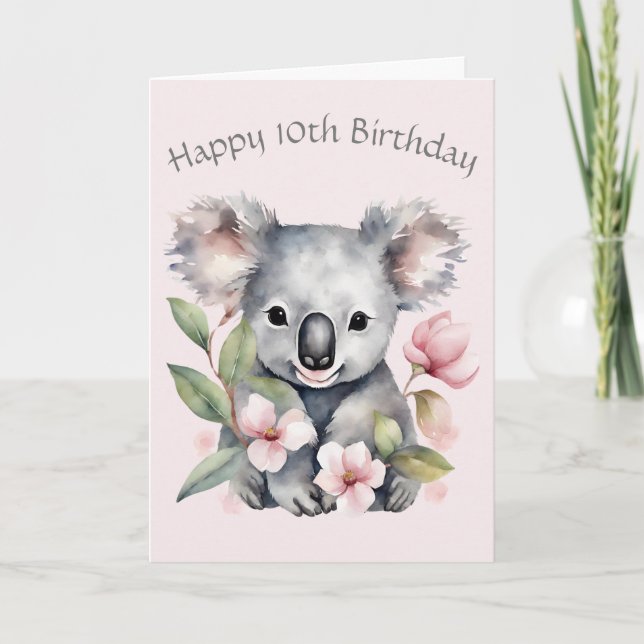 Tarjeta de cumpleaños del personalizado Koala Bear (Anverso)