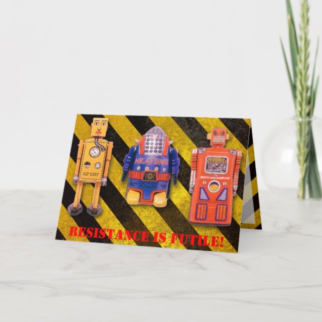 Tarjeta de cumpleaños del Personalizado Toy Robot (Anverso)