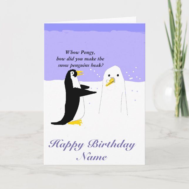 Tarjeta de cumpleaños del personalizar Pingüino de (Anverso)