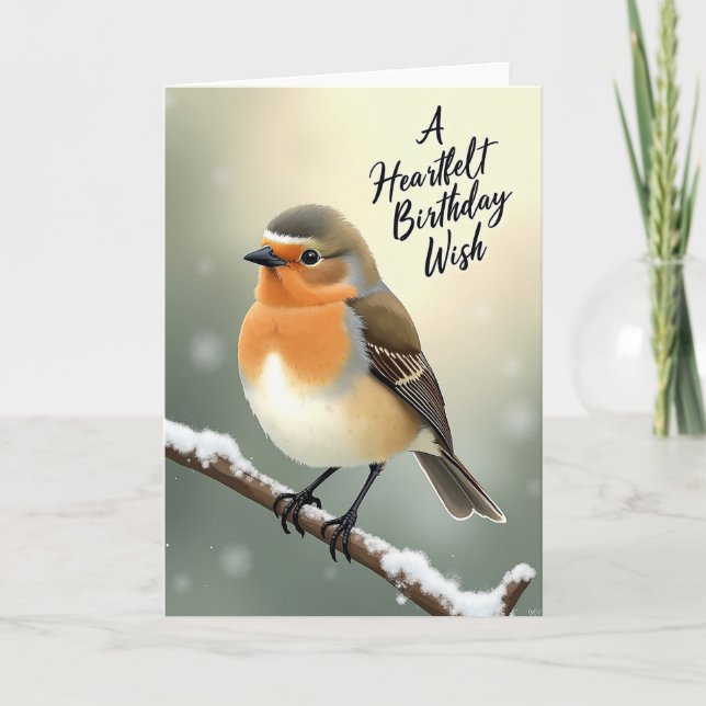 Tarjeta de cumpleaños del petirrojo de invierno (Anverso)