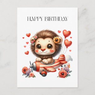 Tarjeta de cumpleaños del piloto león