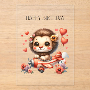 Tarjeta de cumpleaños del piloto león