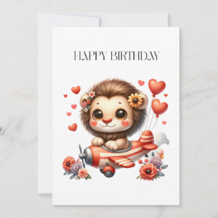 Tarjeta de cumpleaños del piloto león