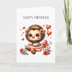 Tarjeta de cumpleaños del piloto león