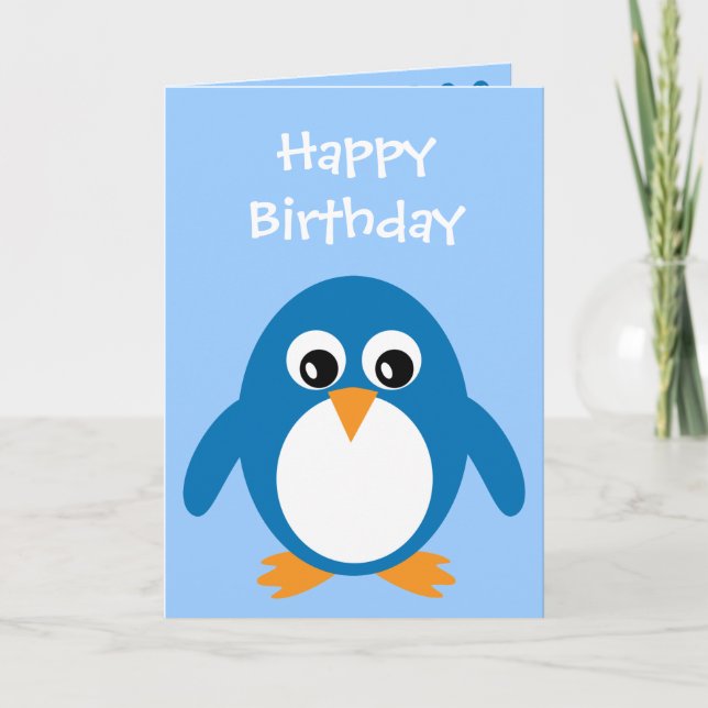 tarjeta de cumpleaños del pingüino personalizado (Anverso)