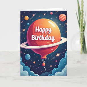 Tarjeta de cumpleaños del planeta radiante