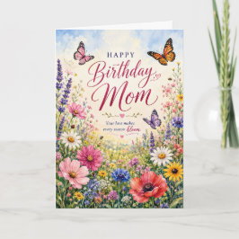 Tarjeta de cumpleaños del prado de flores silvestr