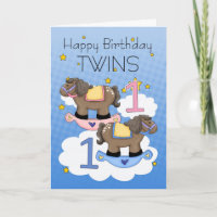 Tarjeta de cumpleaños del primer gemelo - Dos pequ