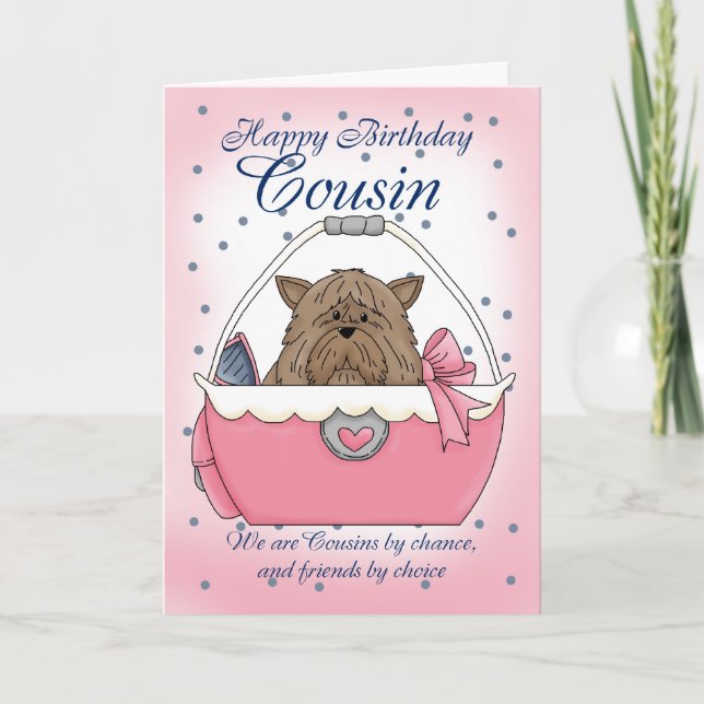 Tarjeta de cumpleaños del primo - Mascota de la ca (Anverso)