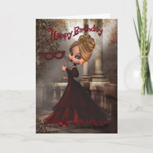 Tarjeta de cumpleaños del prometido con el Masque