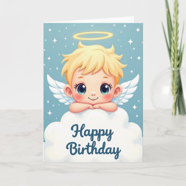 Tarjeta de cumpleaños del querubín alegre (Anverso)