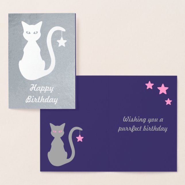 Tarjeta de cumpleaños del Relieve metalizado Gris  (Demostración)