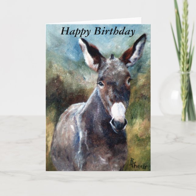 Tarjeta de cumpleaños del retrato de burro (Anverso)