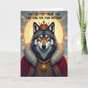 Tarjeta de cumpleaños del rey lobo regio