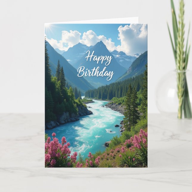 Tarjeta de cumpleaños del río alegre (Anverso)