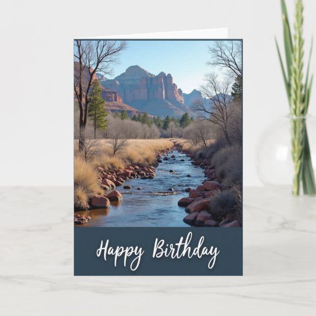 Tarjeta de cumpleaños del río escénico (Anverso)