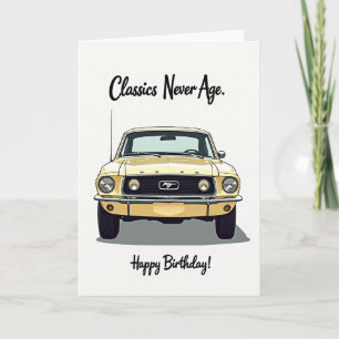 Tarjeta de cumpleaños del roadster amarillo