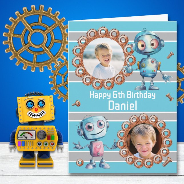 Tarjeta de cumpleaños del robot de dos fotos (Subido por el creador)