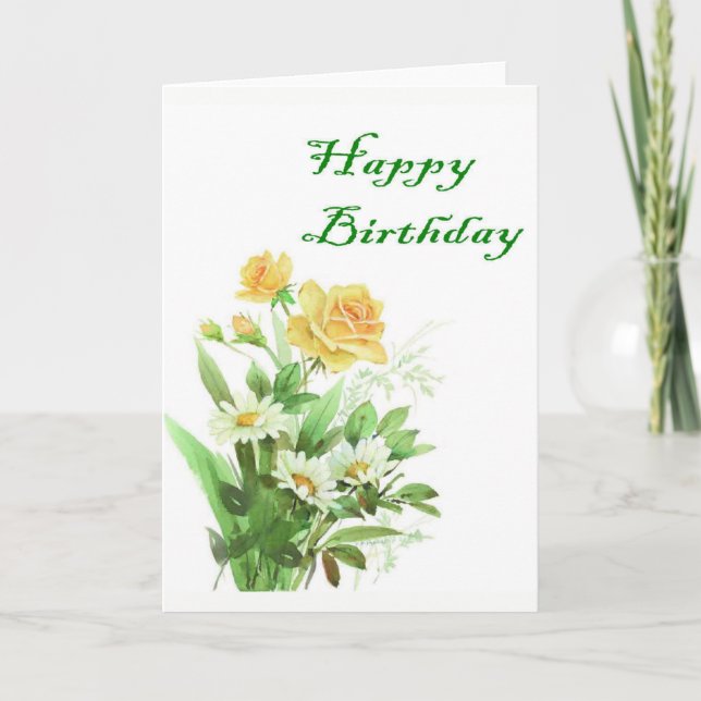 Tarjeta de cumpleaños del rosa amarillo (Anverso)