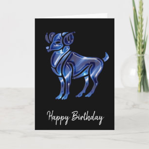 Tarjeta de cumpleaños del Rótulo Blue Aries