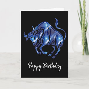 Tarjeta de cumpleaños del Rótulo Blue Taurus