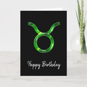 Tarjeta de cumpleaños del Rótulo del Tauro Verde