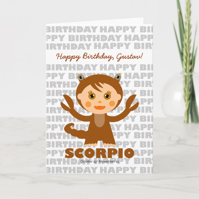 Tarjeta de cumpleaños del Rótulo Escorpio Zodiac (Anverso)