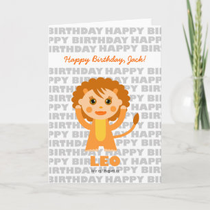 Tarjeta de cumpleaños del Rótulo Leo Zodiac