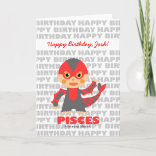 Tarjeta de cumpleaños del Rótulo Pisces Zodiac