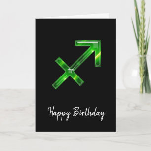 Tarjeta de cumpleaños del Rótulo Sagittarius verde