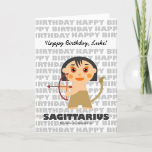 Tarjeta de cumpleaños del Rótulo Sagittarius Zodia