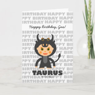 Tarjeta de cumpleaños del Rótulo Taurus Zodiac