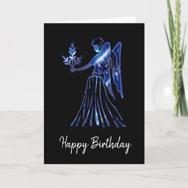 Tarjeta de cumpleaños del Rótulo Virgo Azul (Anverso)