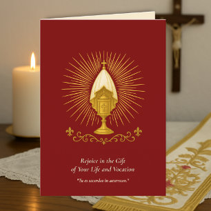 Tarjeta de cumpleaños del sacerdote del obispo cat