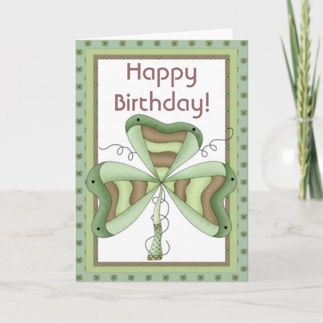 Tarjeta de cumpleaños del Shamrock irlandés 2 Happ (Anverso)