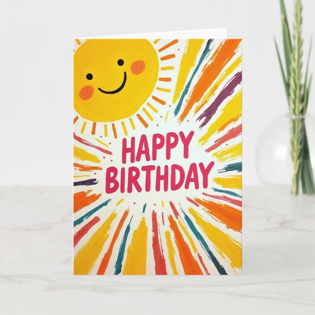 Tarjeta de cumpleaños del sol alegre (Anverso)