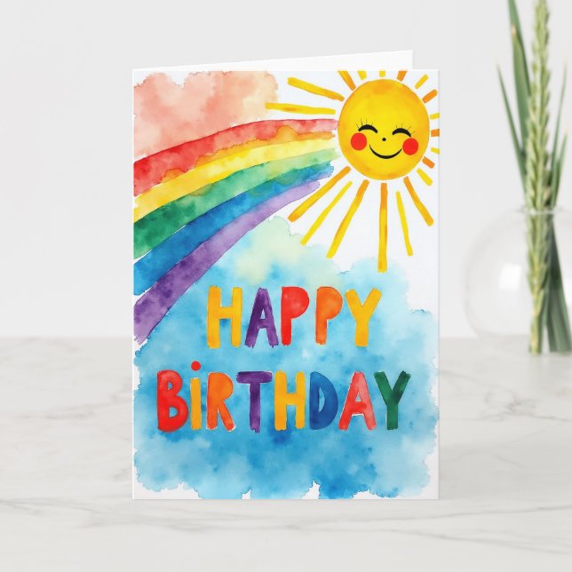 Tarjeta de cumpleaños del sol alegre (Anverso)