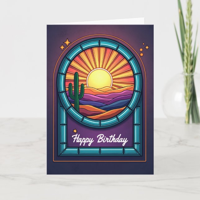 Tarjeta de cumpleaños del sol del desierto (Anverso)