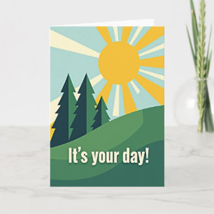 Tarjeta de cumpleaños del sol dorado soleado