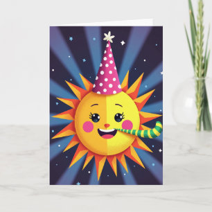 Tarjeta de cumpleaños del sol festivo