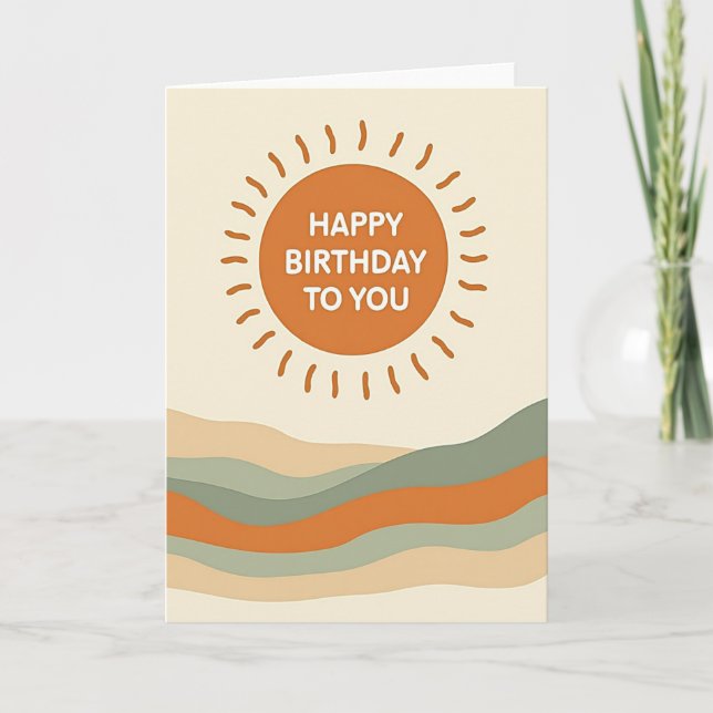 Tarjeta de cumpleaños del sol radiante (Anverso)