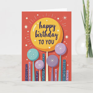Tarjeta de cumpleaños del sol radiante alegre