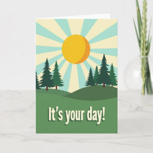 Tarjeta de cumpleaños del sol retro