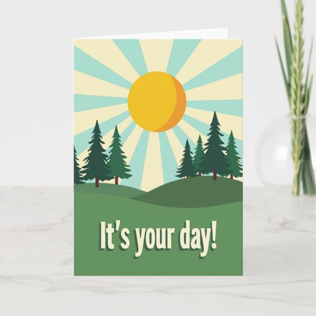 Tarjeta de cumpleaños del sol retro (Anverso)
